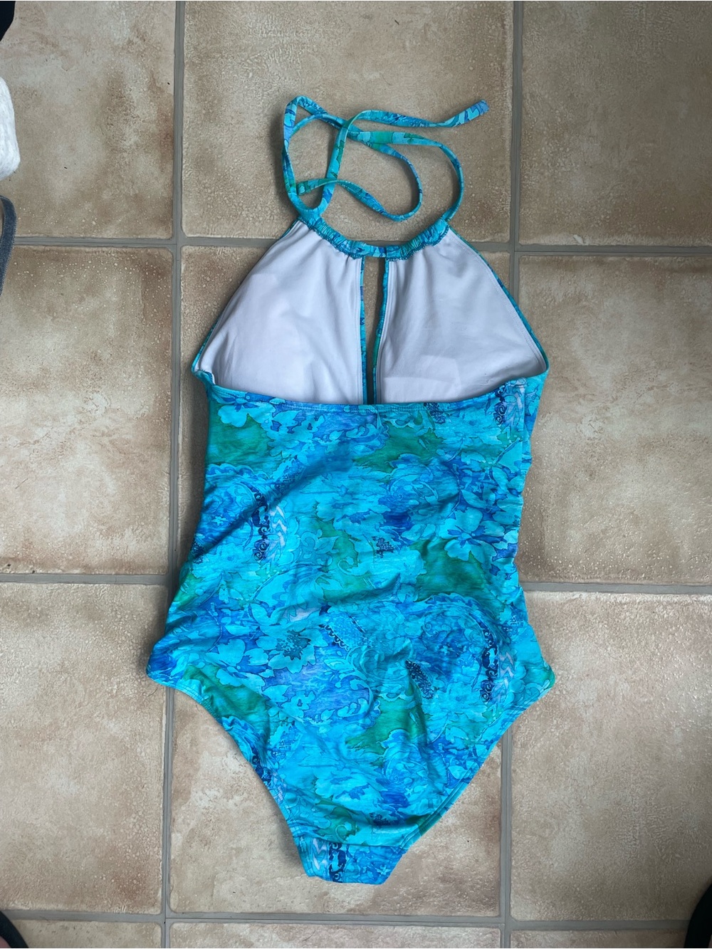 Ralph Lauren blue one halter ruched belly lightly padded 1 piece swimsuit; 8 - Picture 3 of 4